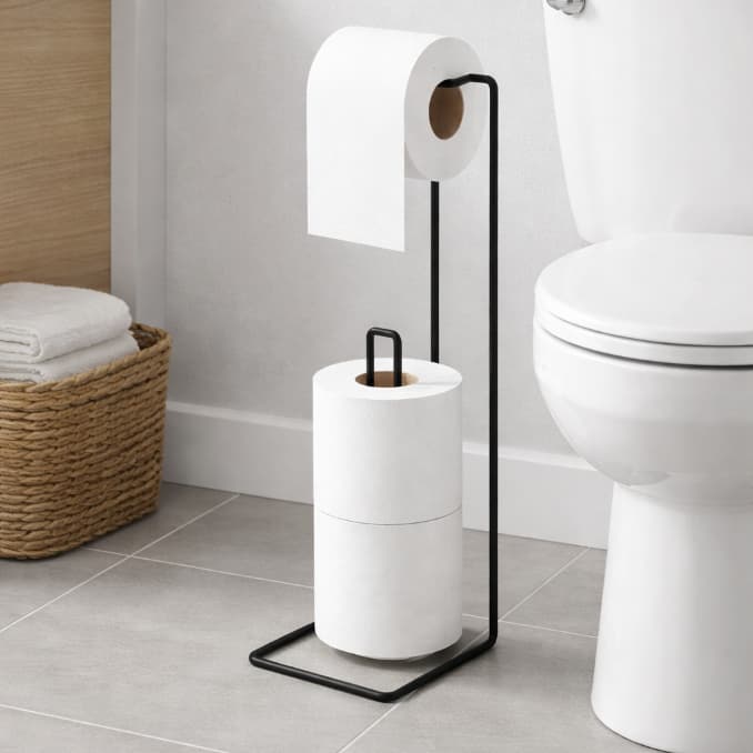 Suporte Porta Papel Higiênico Chão 3 Rolos Preto aramado envio rápido