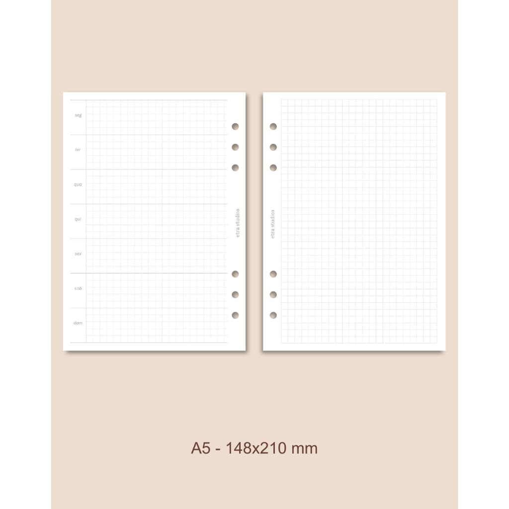 Refil Planner Semanal - semana em uma página - A5 e A6/Personal
