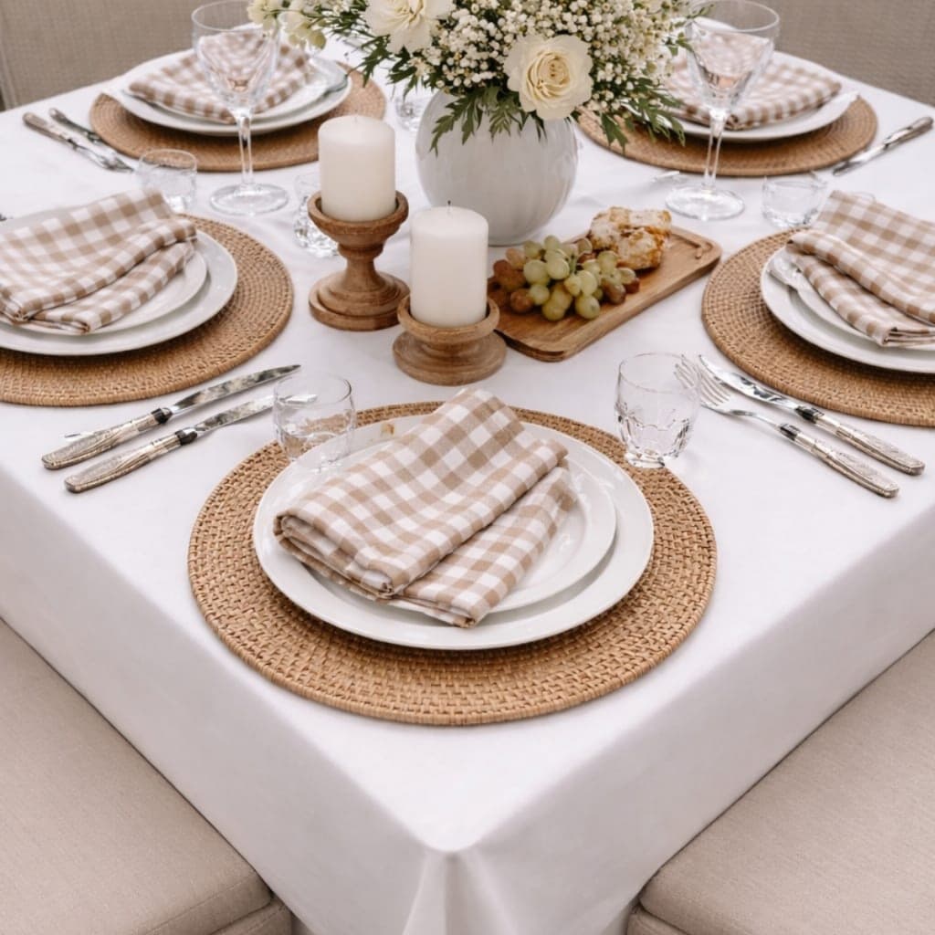 Kit Guardanapo de Tecido Oxford Xadrez Fio Tinto para Mesa Posta com 10 20 30 40 unidades 33cmx33cm