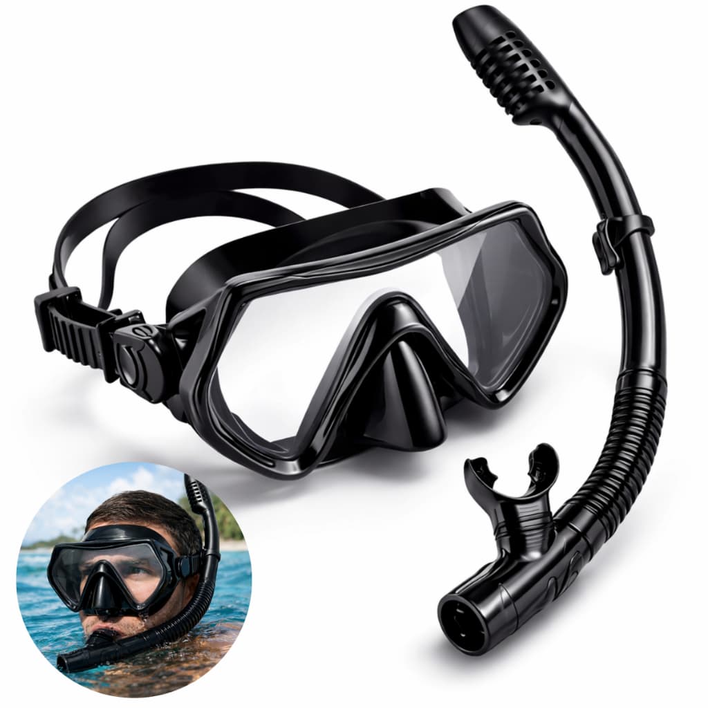 Máscara de Mergulho Kit Snorkel e Respirador Ajustável Profissional Óculos Adulto Praia Piscina