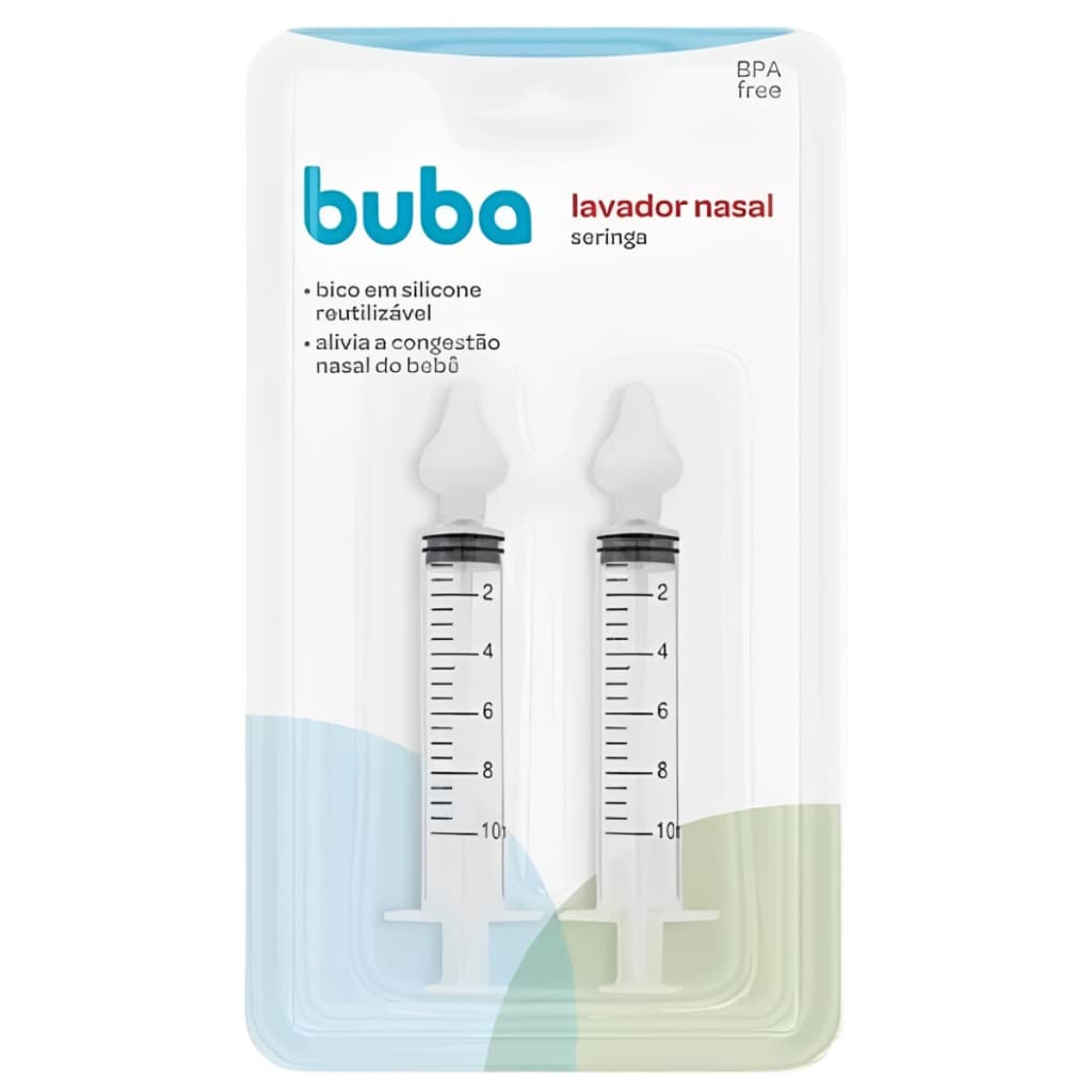 Lavador Nasal Seringa Com Ponta Em Silicone 2 Unidades Buba Catarro Sinusite Infantil e Adulto