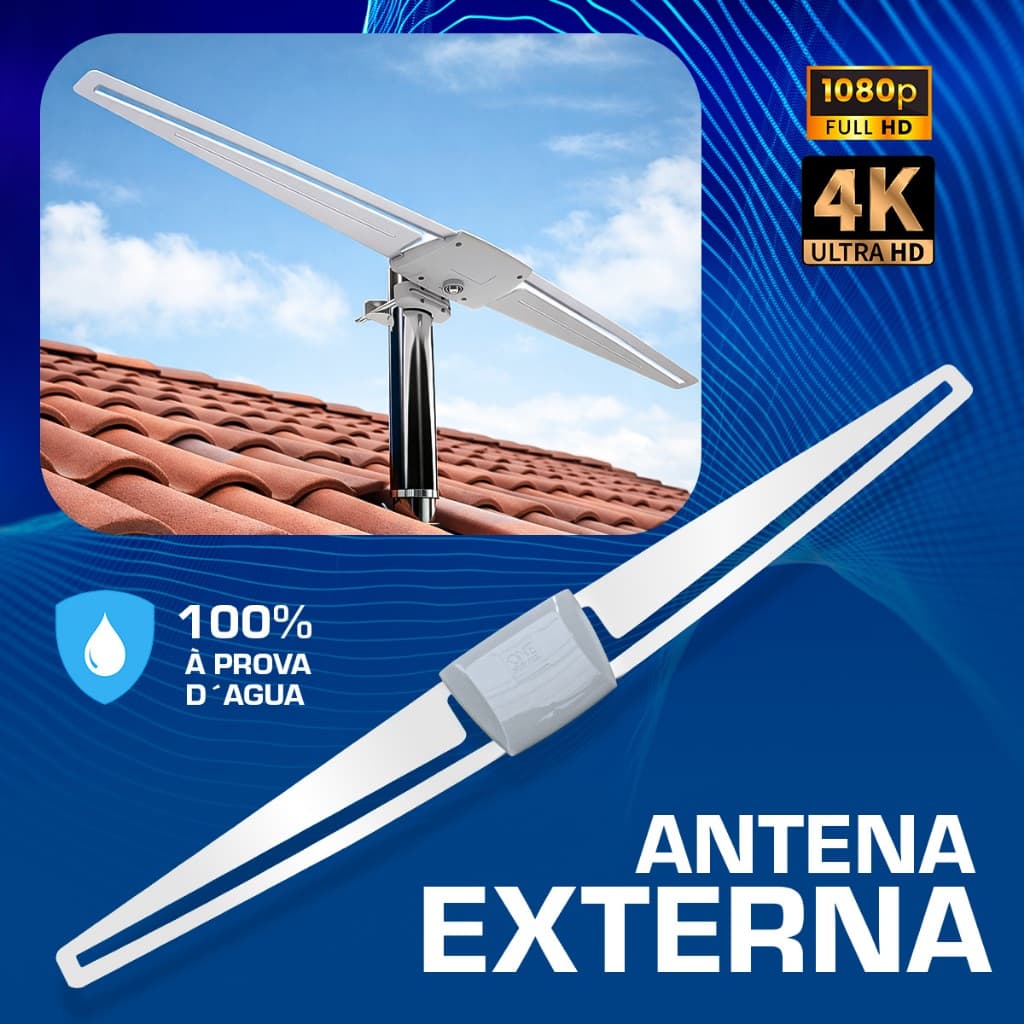 Antena De TV Externa Full HD À Prova D Água One For All Antena Digital Externa Para TV
