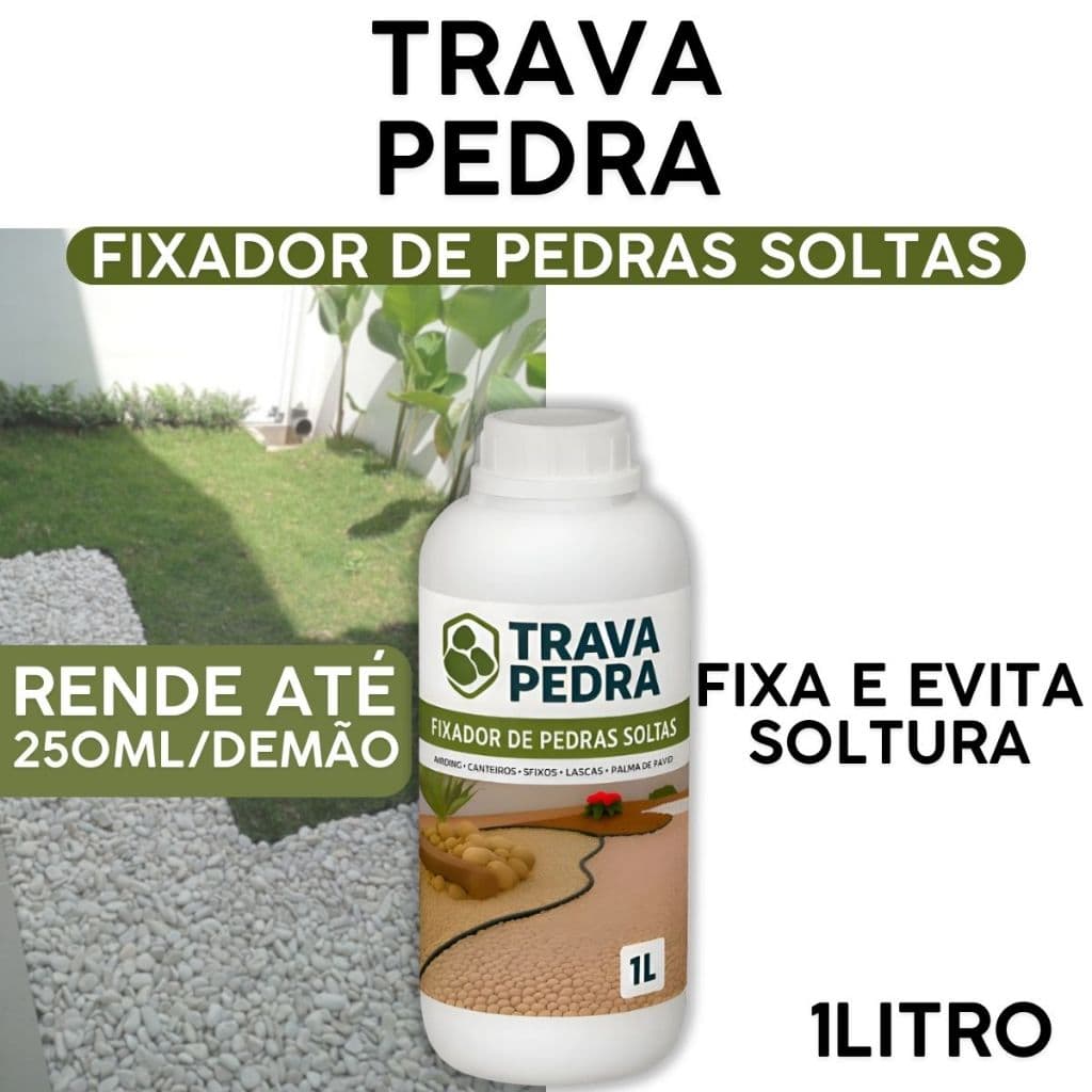 Fixador Trava Pedra 1L Cola Pedras Soltas Super Aderência Secagem Rápida Alta Durabilidade