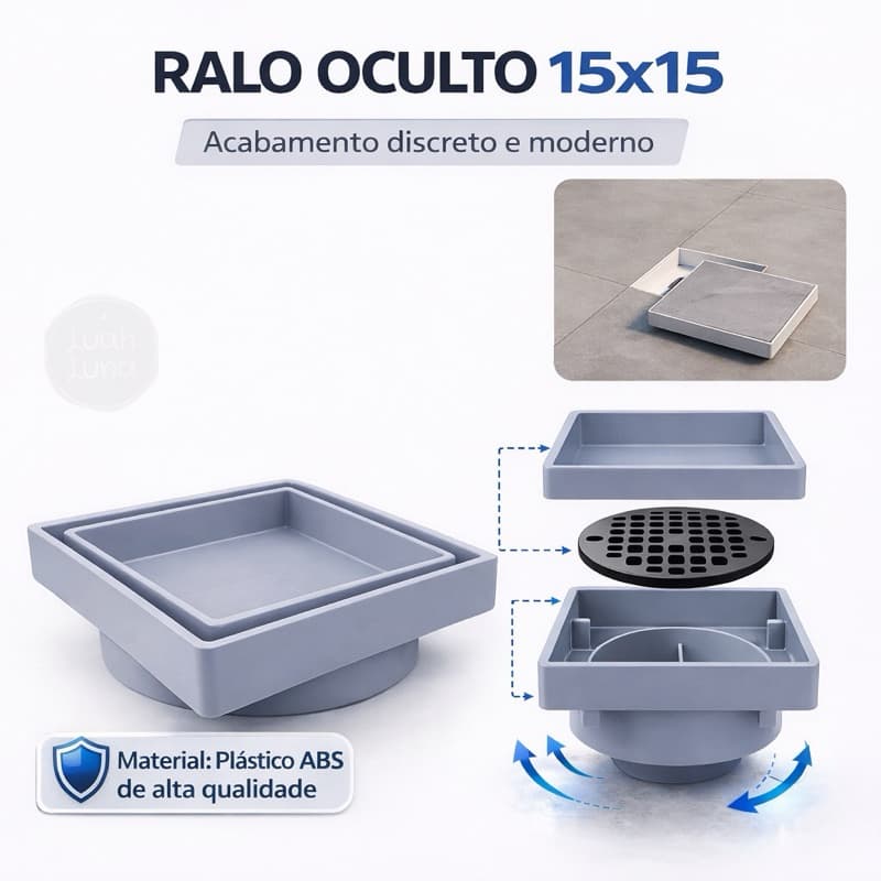 Ralo Oculto Invisível 15x15 Anti-insetos Antiodor Para Piso Porcelanato
