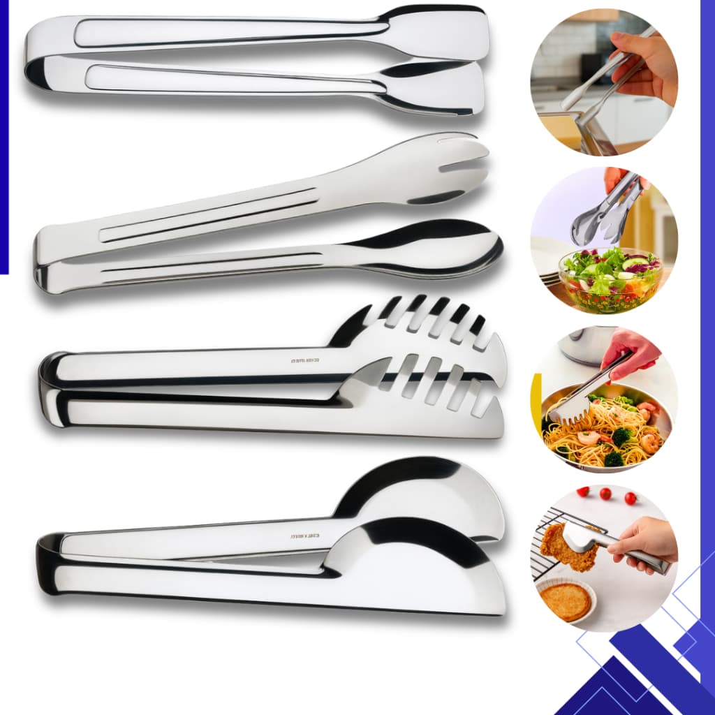 Kit Pegador de Cozinha em Aço Inox Para Salada Massa Frios e Uso Universal