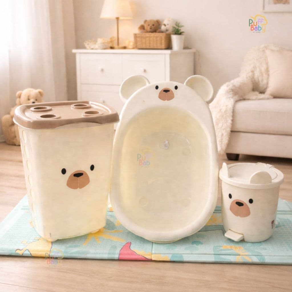Cesto de roupa e brinquedos Banheira 22 Litros bebê lixeira com pedal 6,5 Litros