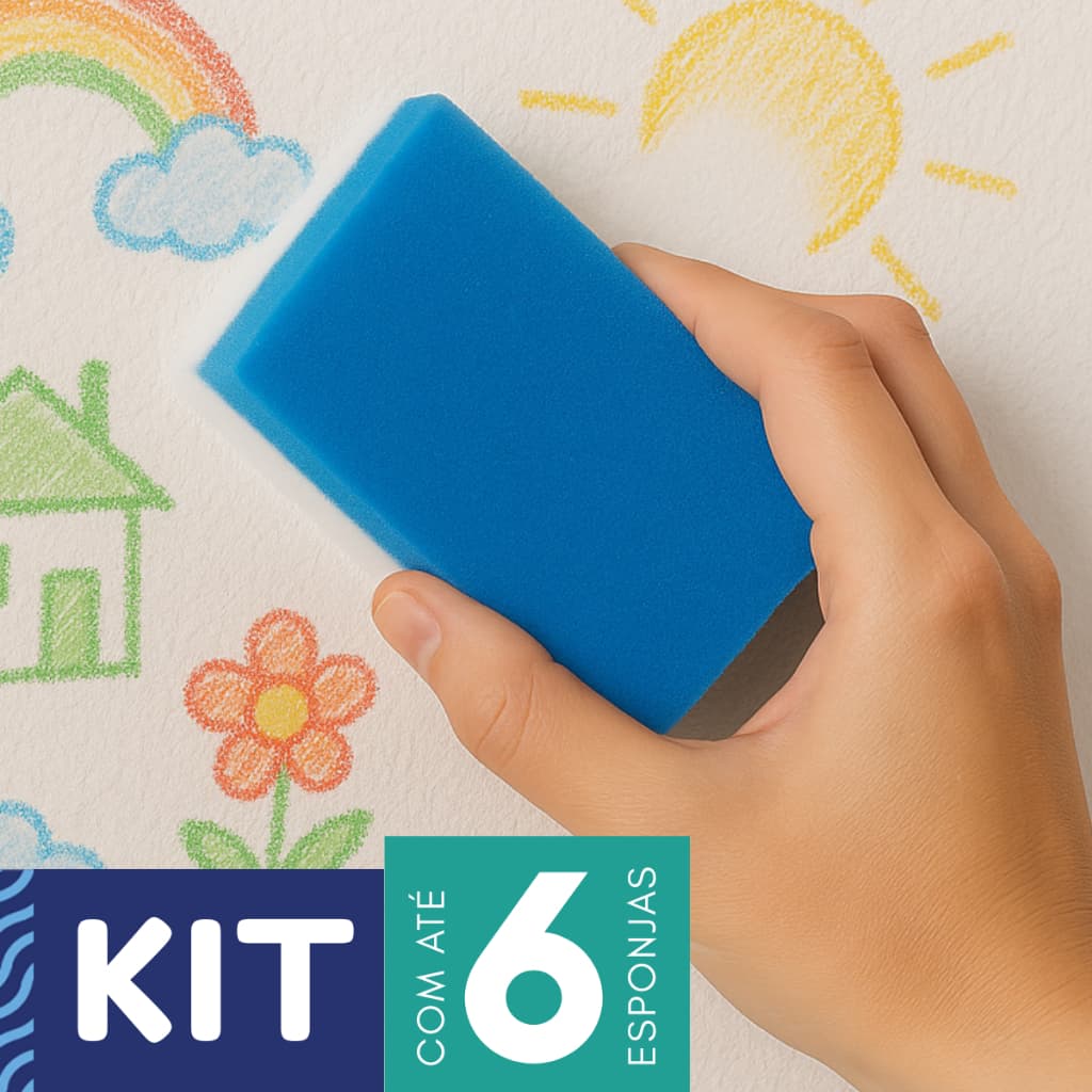 Esponja Mágica Bucha Melamina Tira Mancha Giz de Cera, Lápis de cor, Caneta Limpa Tênis, Paredes