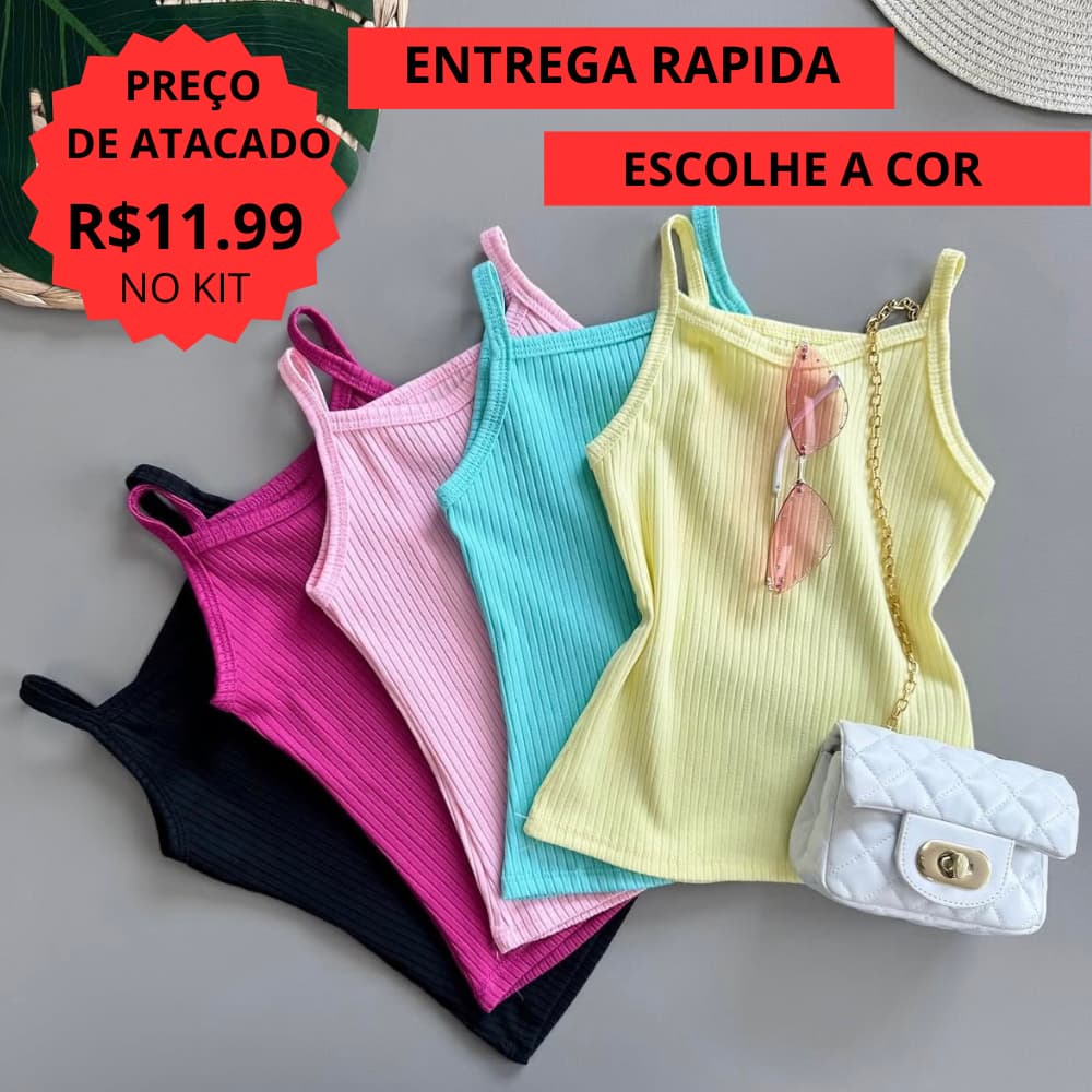 Kit 3 Blusas T shirt Feminina Infantil Tshirt Cores Lisas PARA VERÃO