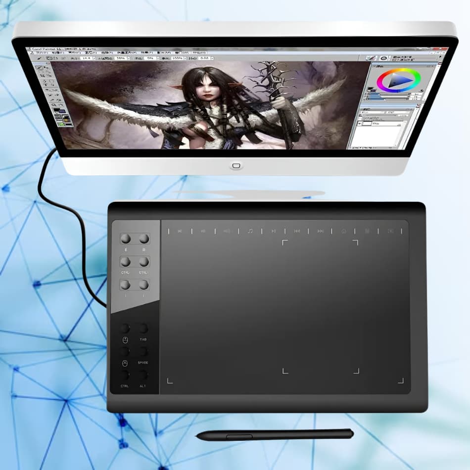 Mesa Digitalizadora Desenho Profissional Grande 36x24cm Preto Resolução: 5080LPI