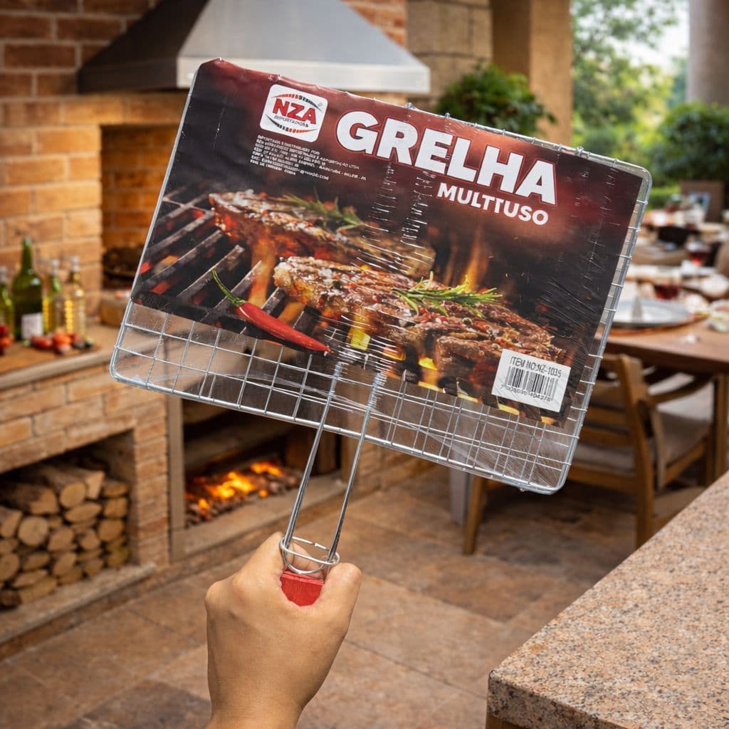 Grelha Dupla 30x24cm Assa Fácil Grelha E Chapa Easy Grill Grelha Multiuso para churrasco |3996| Lançamento
