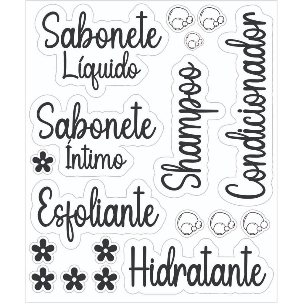 Adesivos para Kit Viagem e Banheiro – Organizador Shampoo, Sabonete e Hidratante KIT COM 6