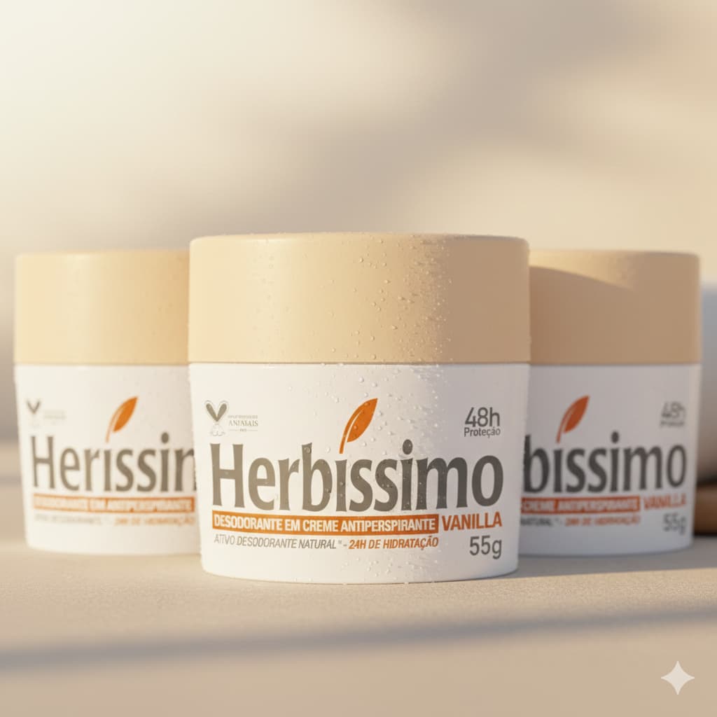 Kit Desodorante Em Creme Antitranspirante Herbíssimo Vanilla 55g (3 unidades)
