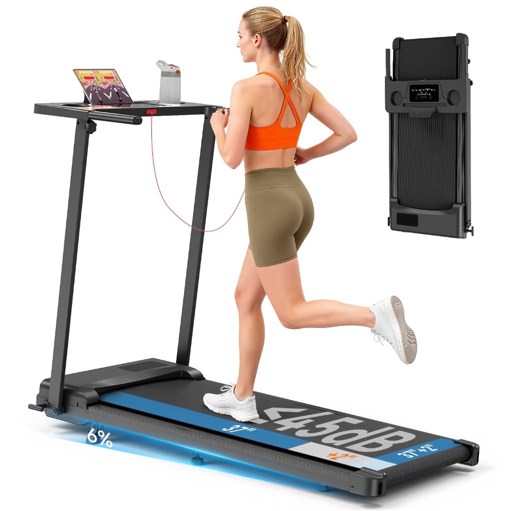 Esteira Dobrável 120kg com Inclinação 3.5° e Painel LED - Velocidade 1-8km/h Chave Segurança, Motor Silencioso, 127-220V