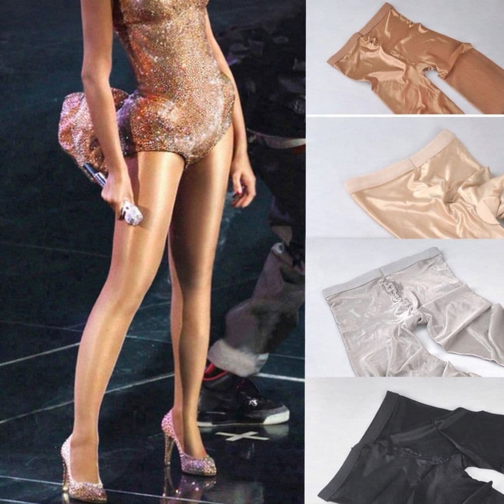 70d Meias Femininas de Cetim Brilhante Meia Calça Anti Celulite