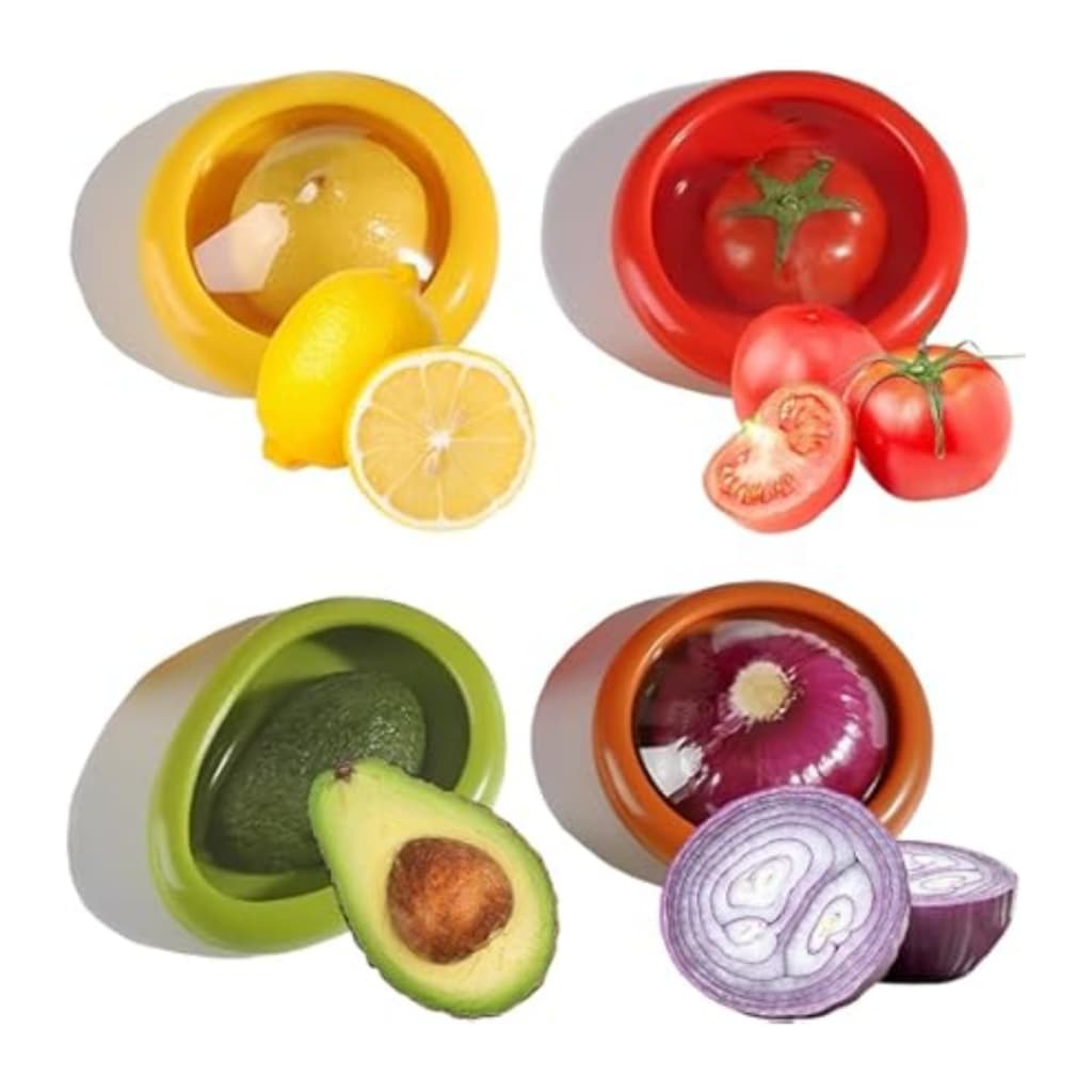 Protetor de Alimento Silicone Recipiente Limão Laranja Tomate Cebola Cozinha Geladeira Casa