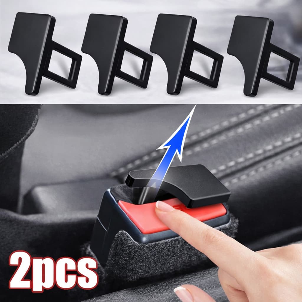 Kit Clipe Fivela Cinto de Segurança Universal para Carro Plug Alarme Sonoro Extensor Oculta Discreta