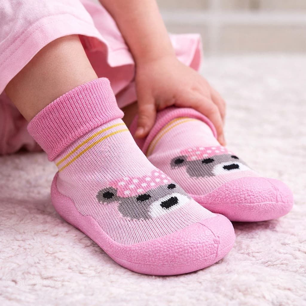 Meia Infantil Menina Bebê Sola Antiderrapante Macia Leve Confortável Dia Dia