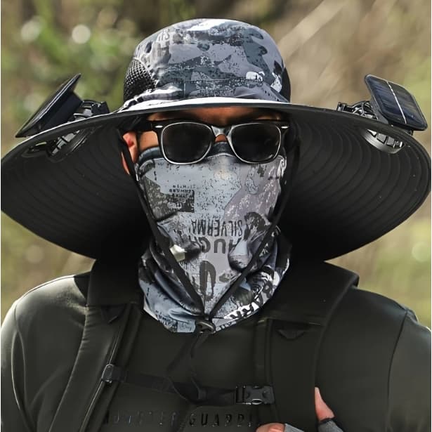 Chapéu Ajustável Ventilador Solar Impermeável Refrescante Com Proteção UV Para Pesca Praia Trilha
