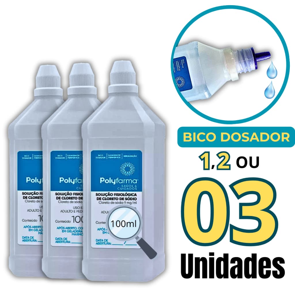 Soro Fisiológico Bebê Nebulização Higiene Kit Com 1 2  ou 3 Frascos 100ml - PROMOÇÃO