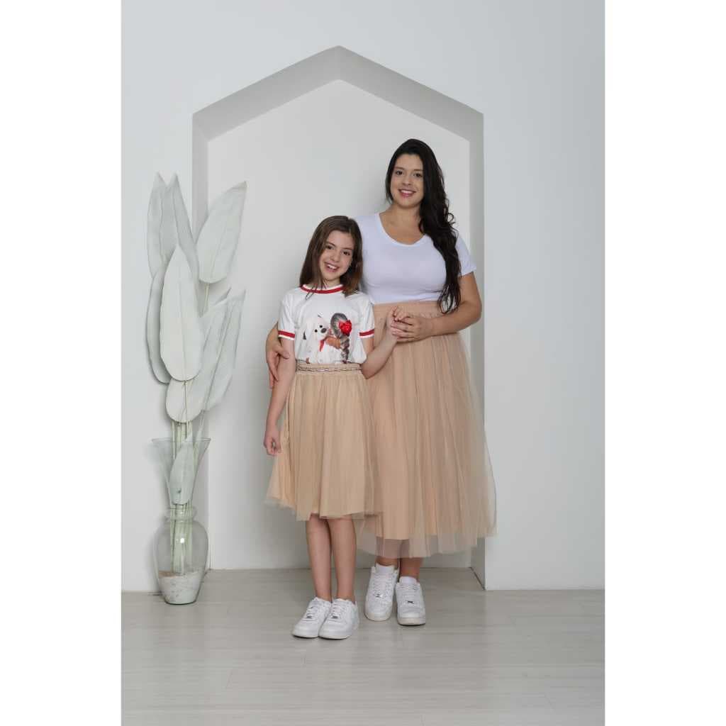 Saia Tule Infantil Liso Gode Femenina Moda Evangelica