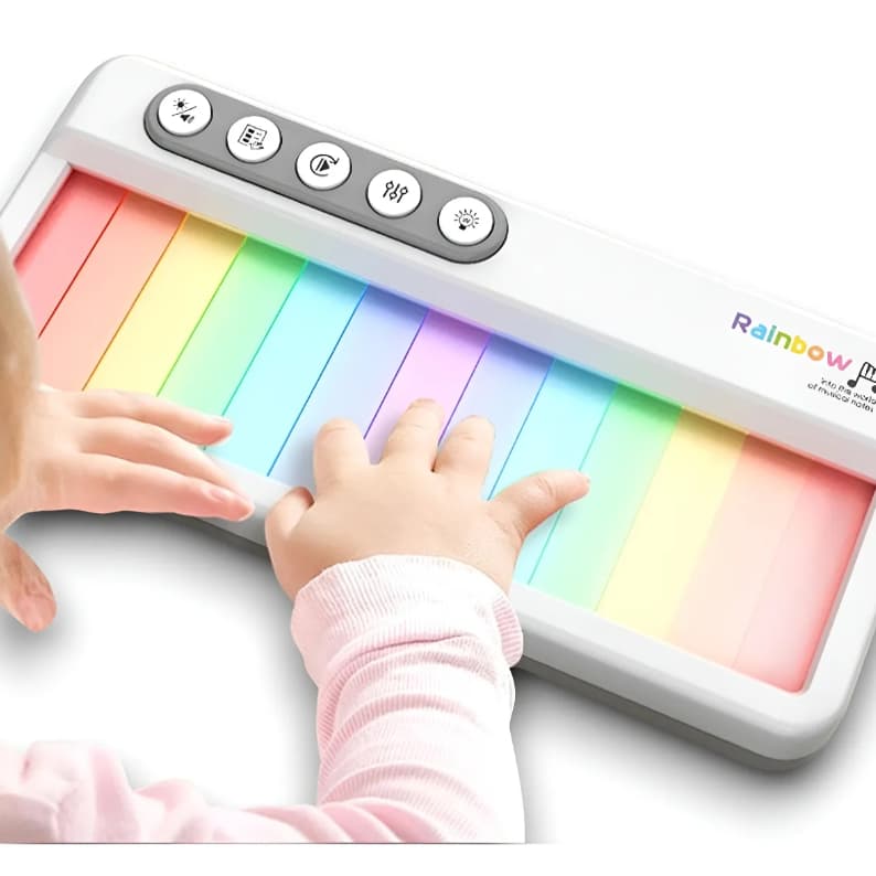 Teclado Eletrônico Colorido Msy-9992 Rgb Piano Criança Som Branco