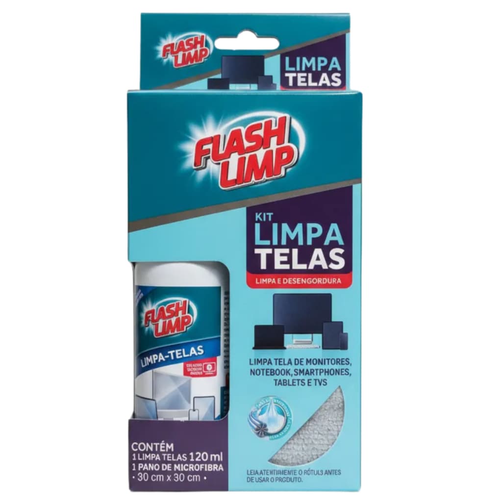 Kit Limpa Telas Flash Limp Spray 120ml Com Pano De Microfibra