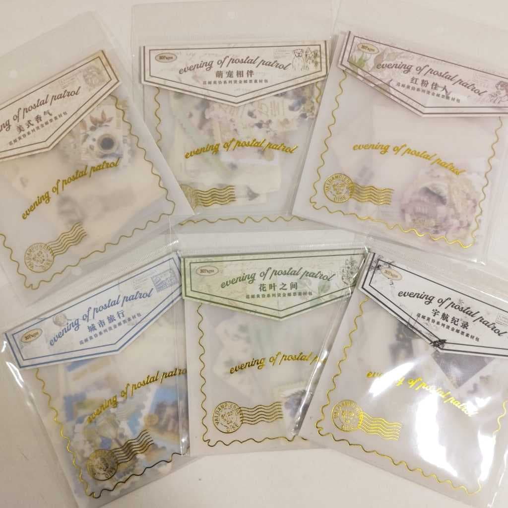 KIT COM 30PCS PAPEIS + ADESIVOS SELOS