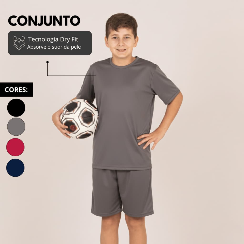 Conjunto Infantil Futebol Dry Fit Camisa e Shorts Juvenil 20-A