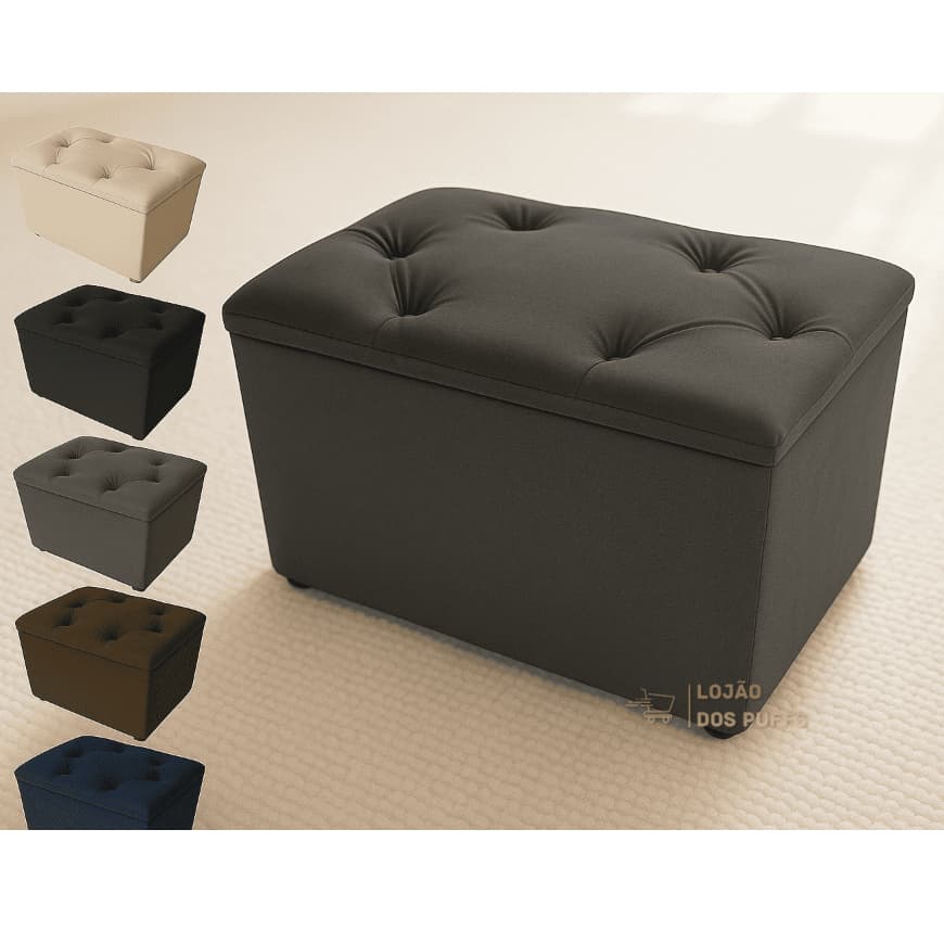 PUFF BAU TECIDO SUEDE ORGANIZADOR PORTA OBJETO QUARTO DECORATIVO QUALIDADE CASA PENTEADEIRA PROMOÇÃO