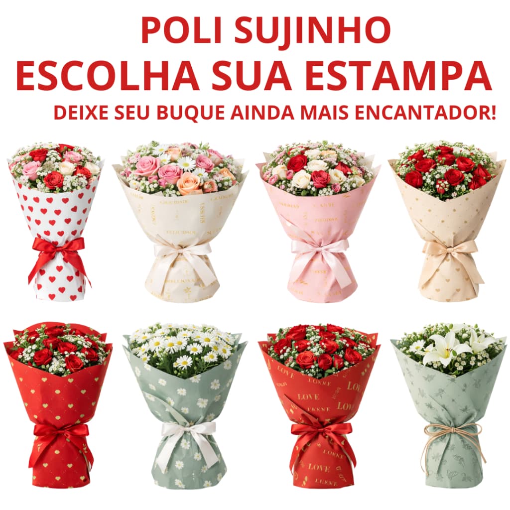 Folhas Papel Poli Sujinho Decorado 49x69 para Buques Ovos de Páscoa Presentes