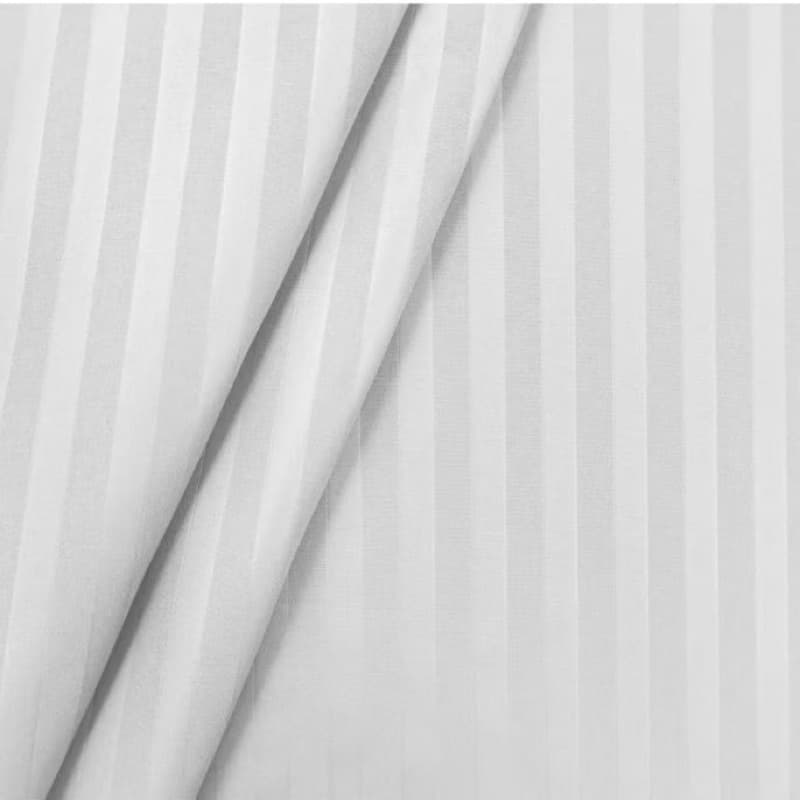 2,5 metros Tecido Micro Percal Flex 400 Fios Branco Embossed Listrado | Toque Macio - Lençol e Jogo de Cama Premiu