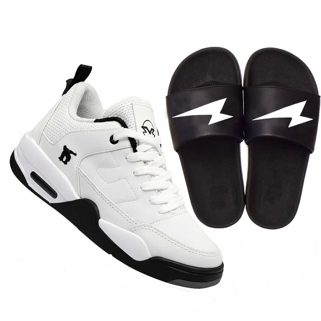 Tenis botinha 4 conforto masculino basquete volei treino + chinelo