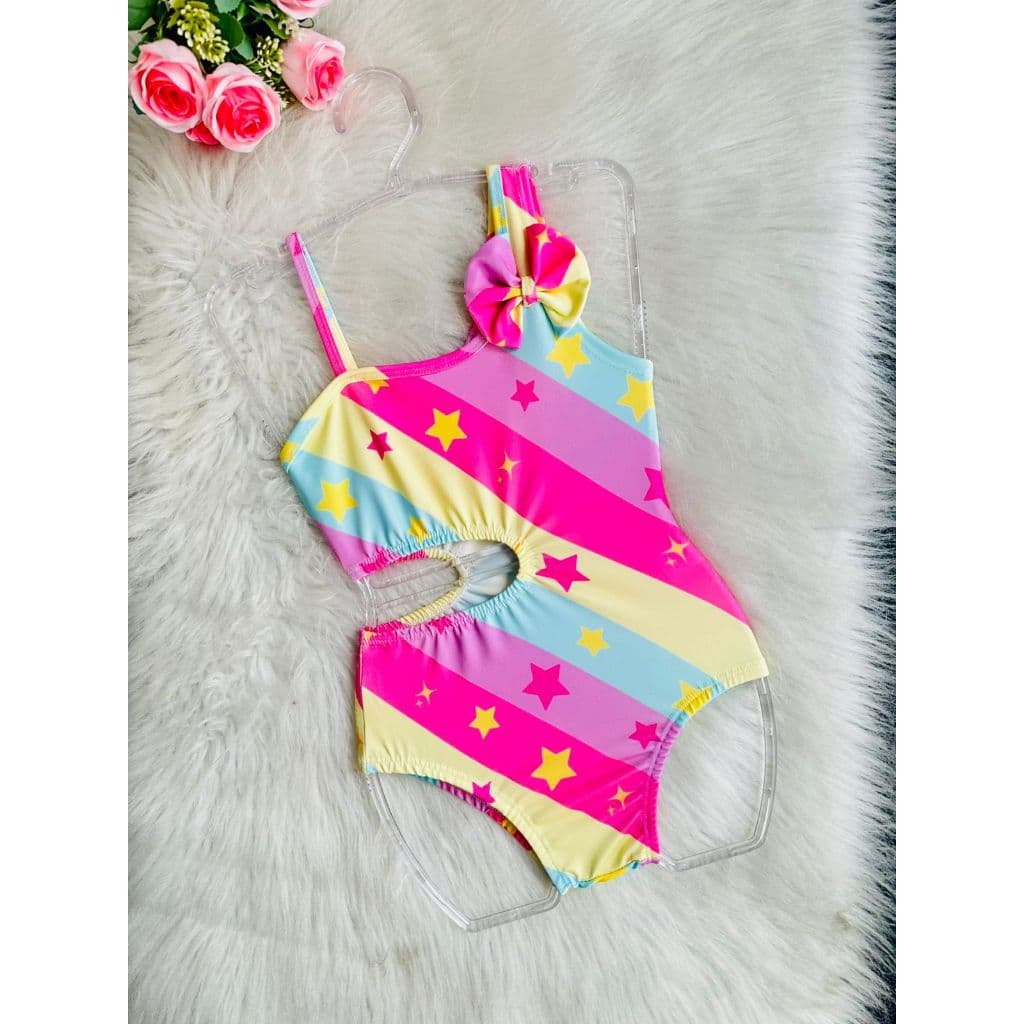 Maiô infantil Menina Flamingo  Sereia Arco Iris Melancia Praia Piscina
