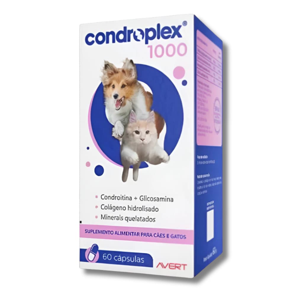 Condroplex 1000 Mg 60 Cápsulas Suplemento Cães E Gatos Aroma de Bacon Avert