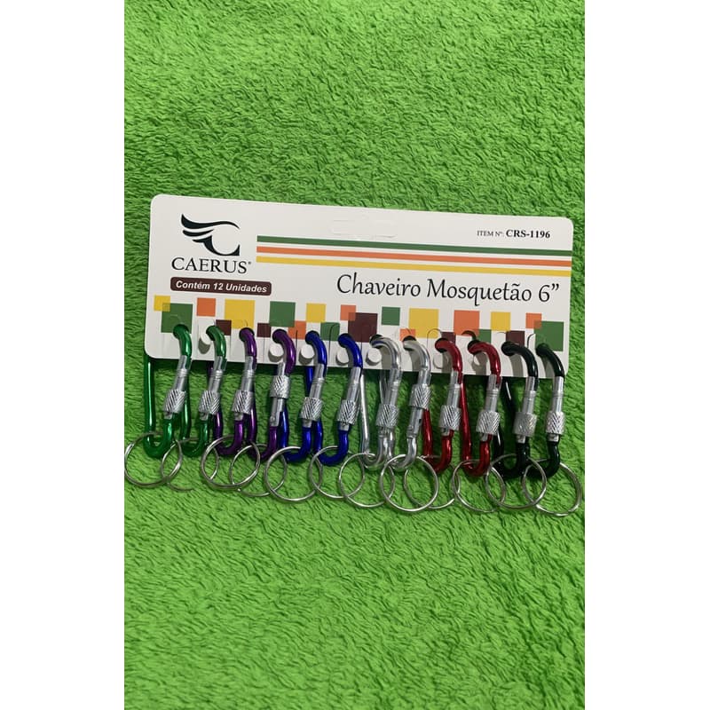 KIT 12 CHAVEIRO MOSQUETÃO MULTICOLORIDO