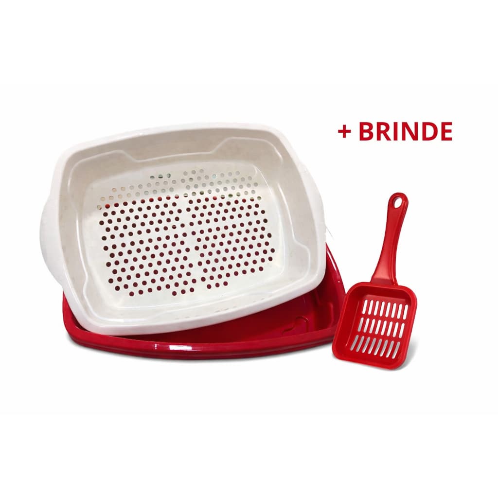 Caixa de Areia para Gato Bandeja Higiênica Furba Sanitária Areia Gatos Pet com 3 Peças E Pazinha