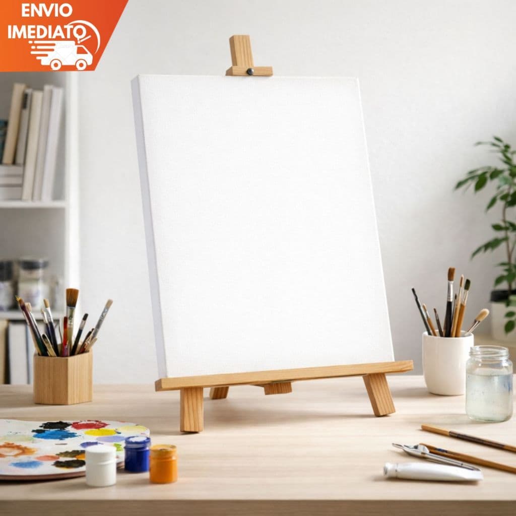 Tela Para Pintura 40x50 cm Algodão Cru Preparada com Chassi de Madeira Ideal para Acrílica e Óleo