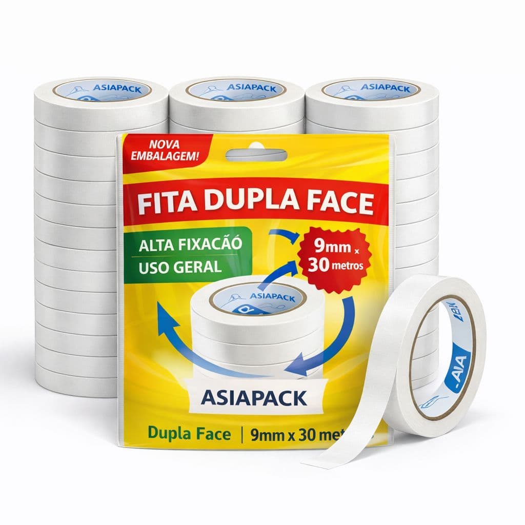 Fita Dupla Face Transparente para Artesanato e Escritório - Kit 30 Unidades