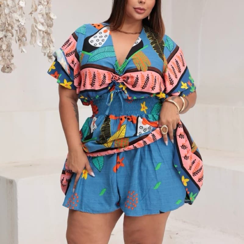 Macaquinho plus size short saia G2 G3 (52 ao 58) Lea