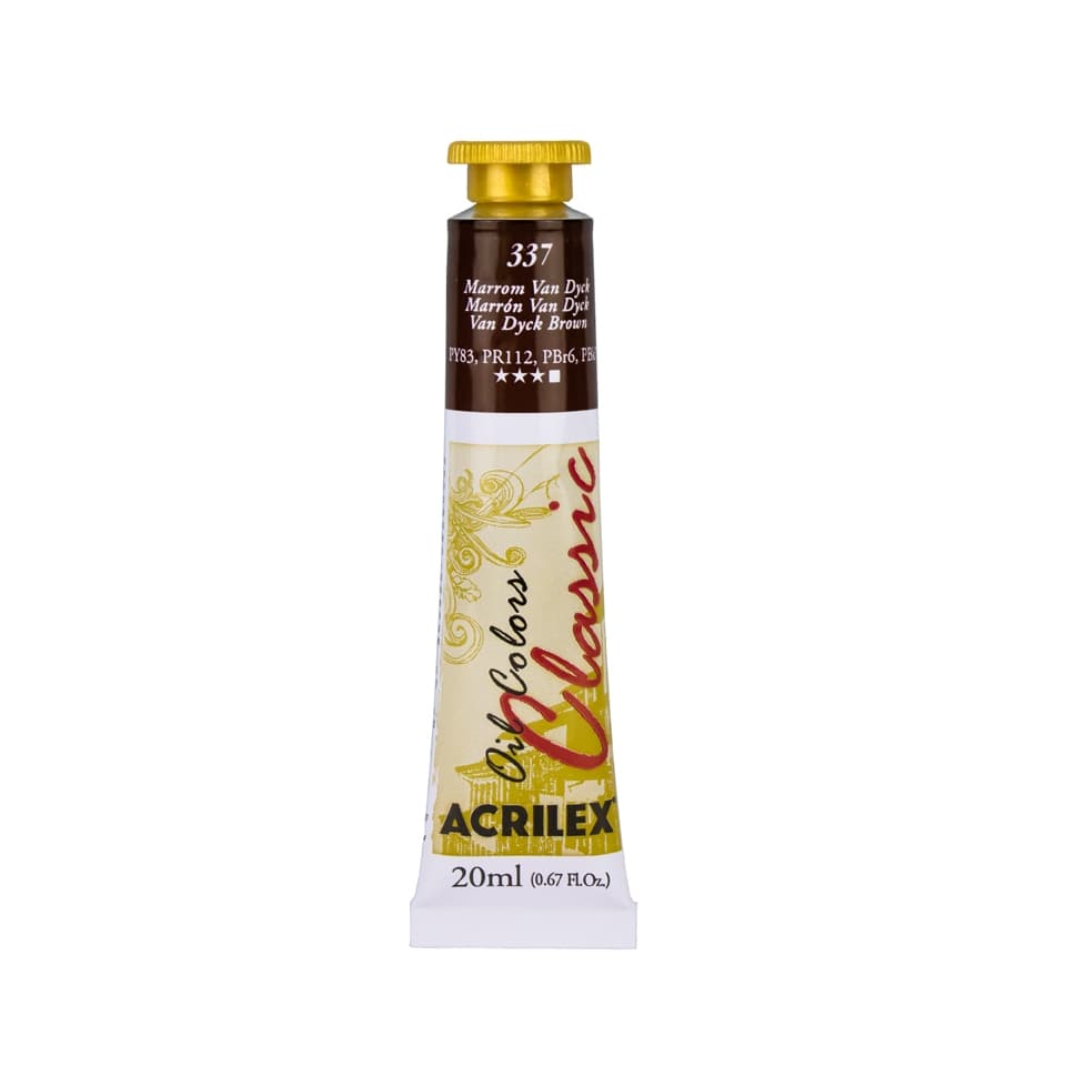 Tinta a Óleo 20ml Acrilex - Marron Van Dyck 337