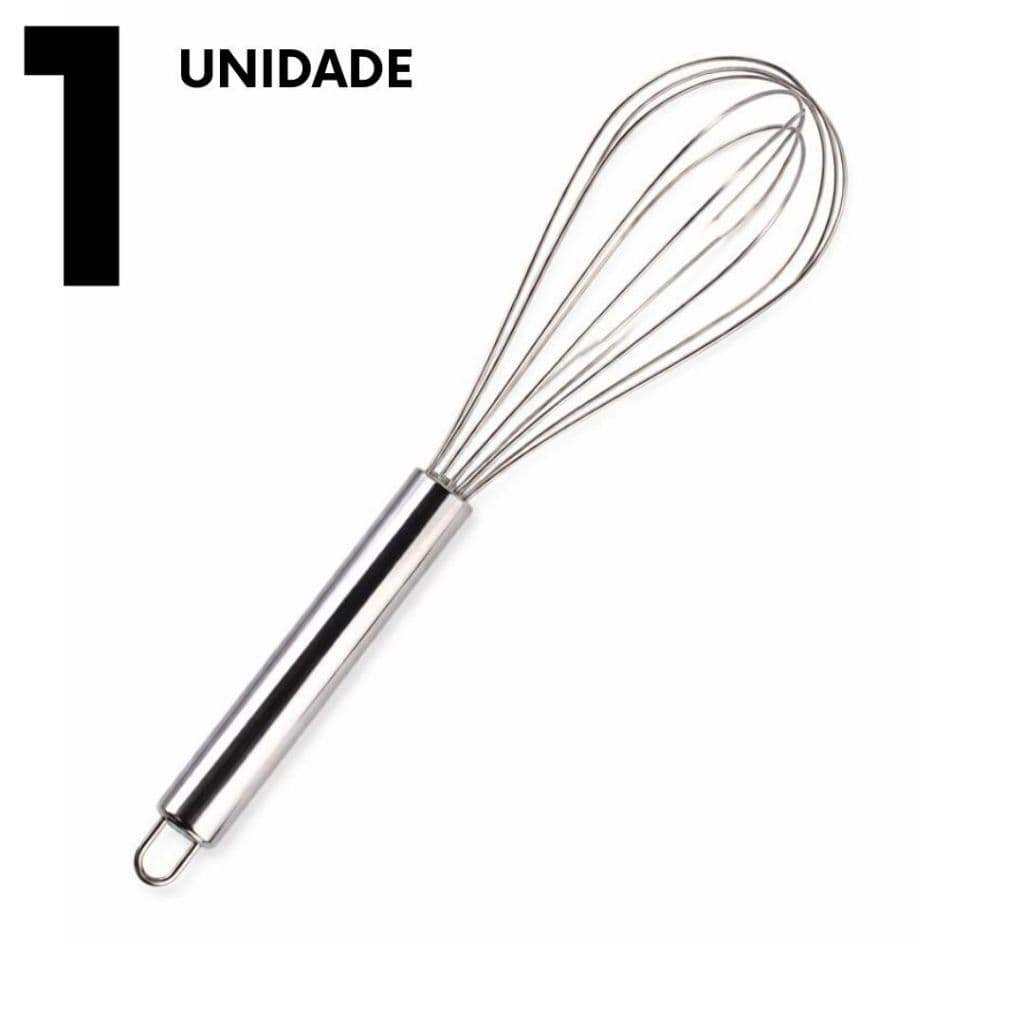 Batedor de Ovos Inox 28,5cm Profissional Resistente Manual Fouet Cozinha Creme Claras Mistura Rápida