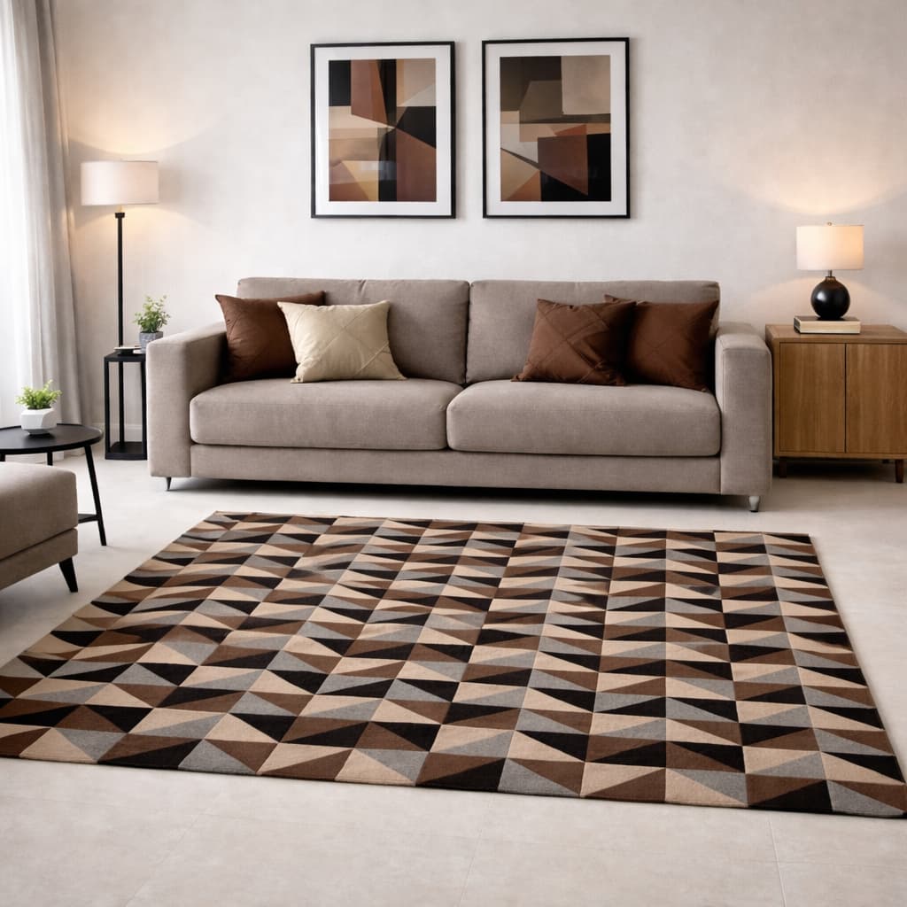 Tapete Jacquard 2,00 m x 1,40 m Antiderrapante Geométrico Sala Escritório Quarto Decoração