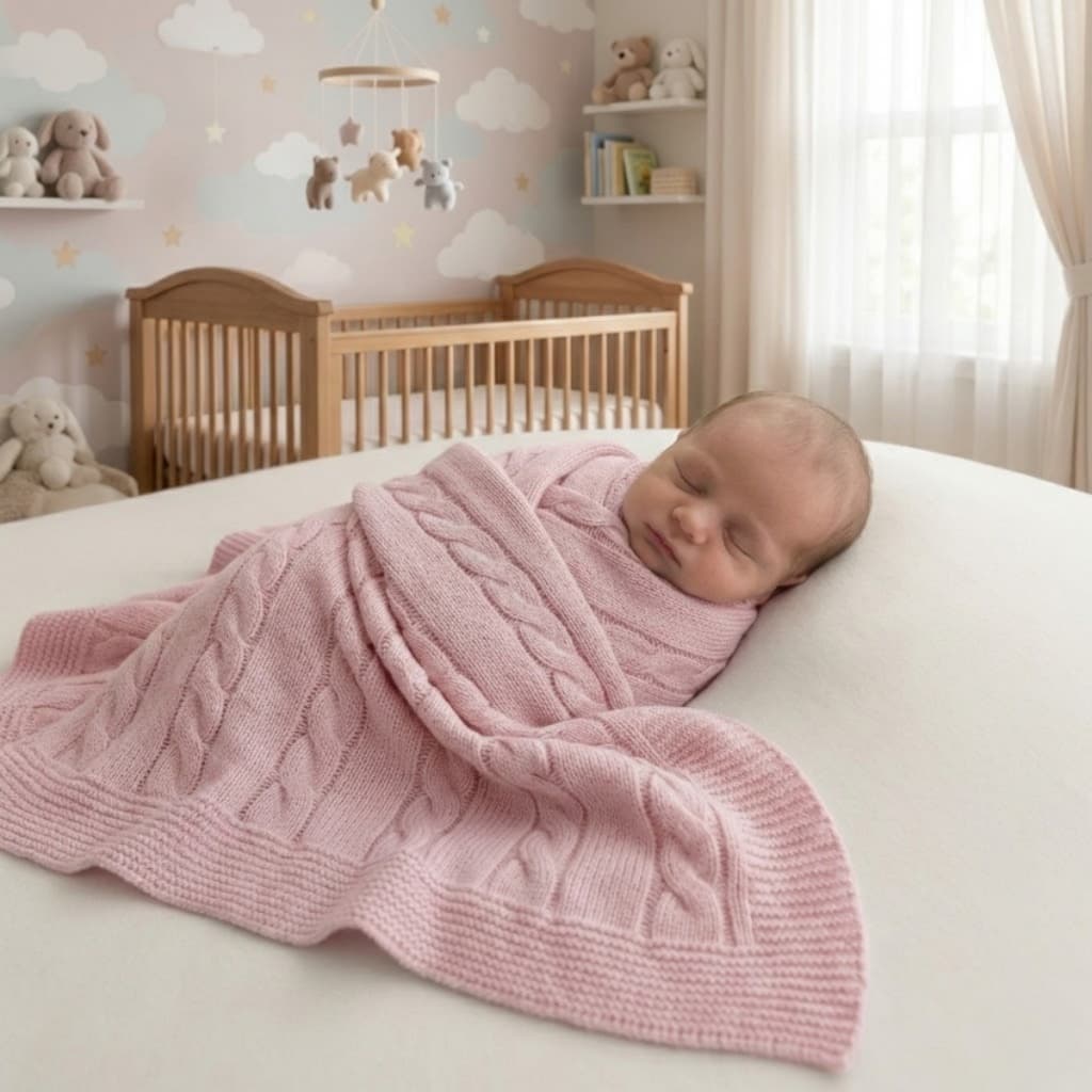 Manta Cobertor Tricot Premium Bebê Maternidade Recém Nascido Detalhe Trança Saída