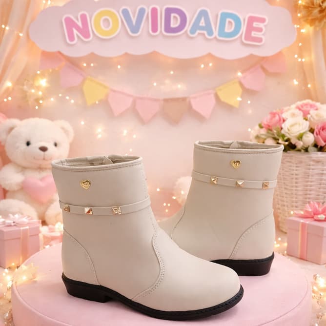 BOTA FEMININA INFANTIL CANO BAIXO/MEDIO ZIPER LANÇAMENTO OUTONO INVERNO