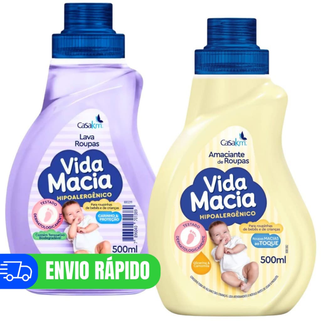 Kit Vida Macia Lava Roupas e Amaciante Camomila 500ml