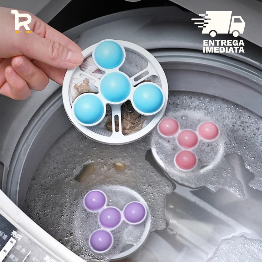Filtro Coletor de Pelos Fiapos Máquina de Lavar Flutuante Reutilizável para Roupa