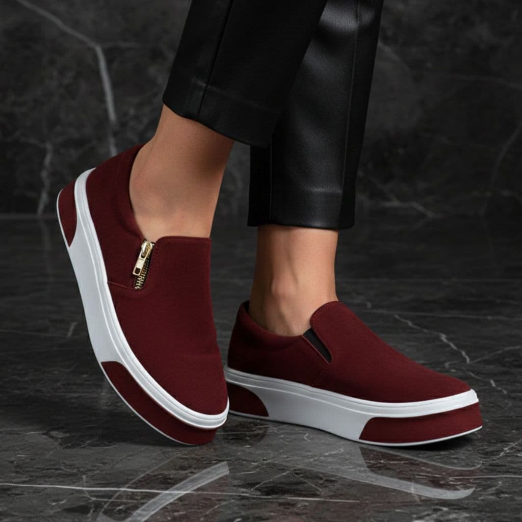 Slip On Feminino em Camurça Com Solado Antiderrapante Tênis Casual Conforto 503-GG