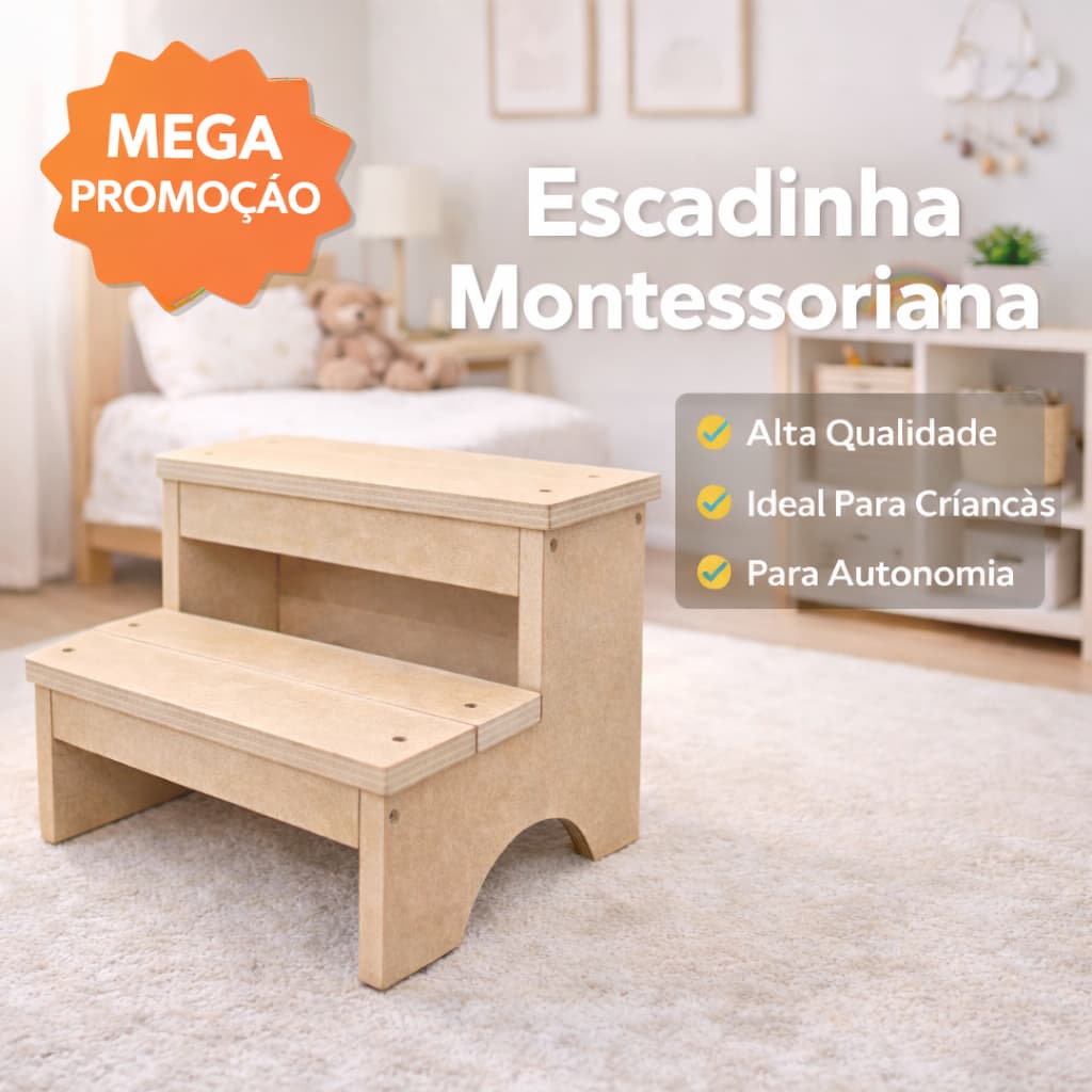 Banquinho Escadinha Infantil 2 Degraus MDF 15mm Multiuso Banheiro Cama Pet