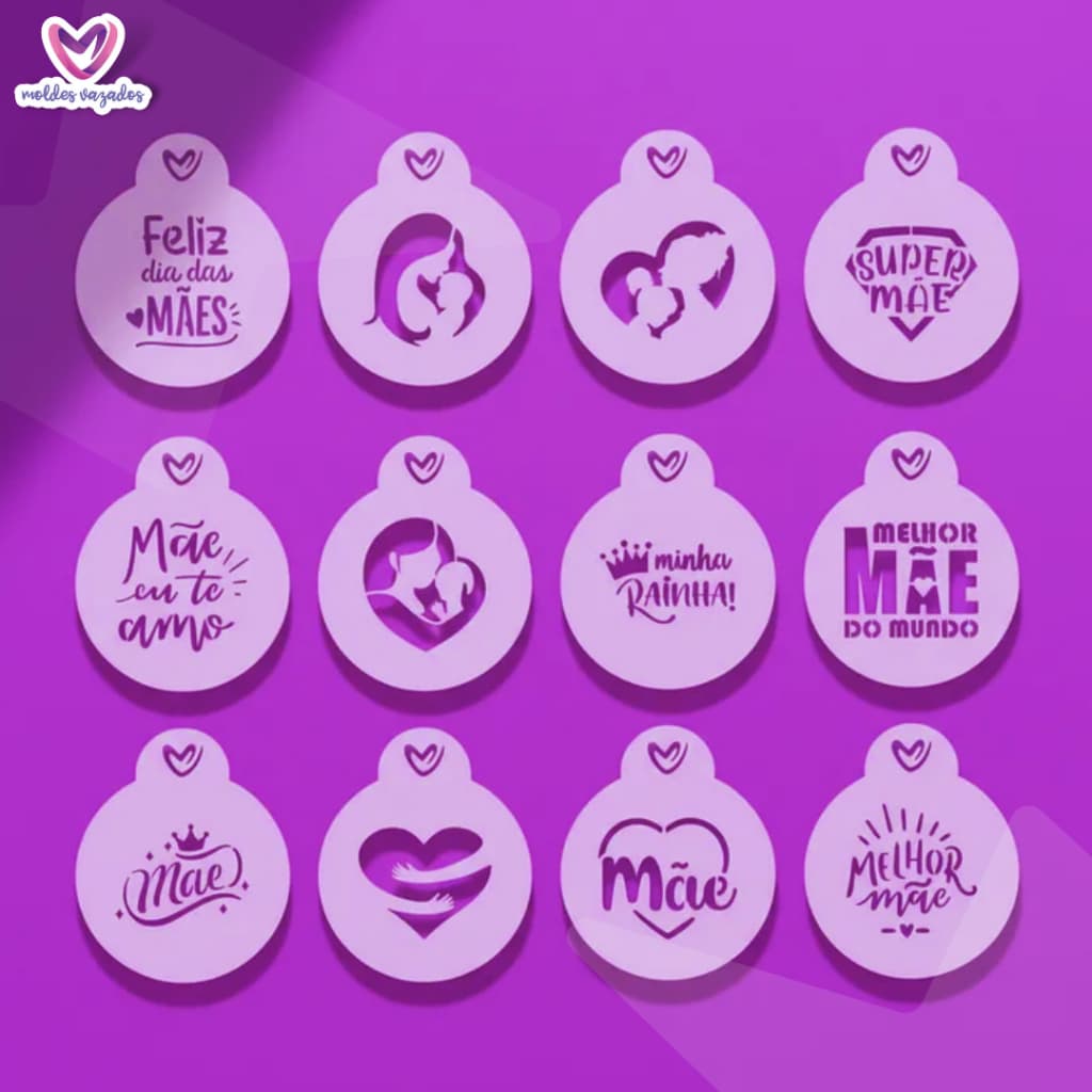 Stencil Dia das Mães - 12 peças