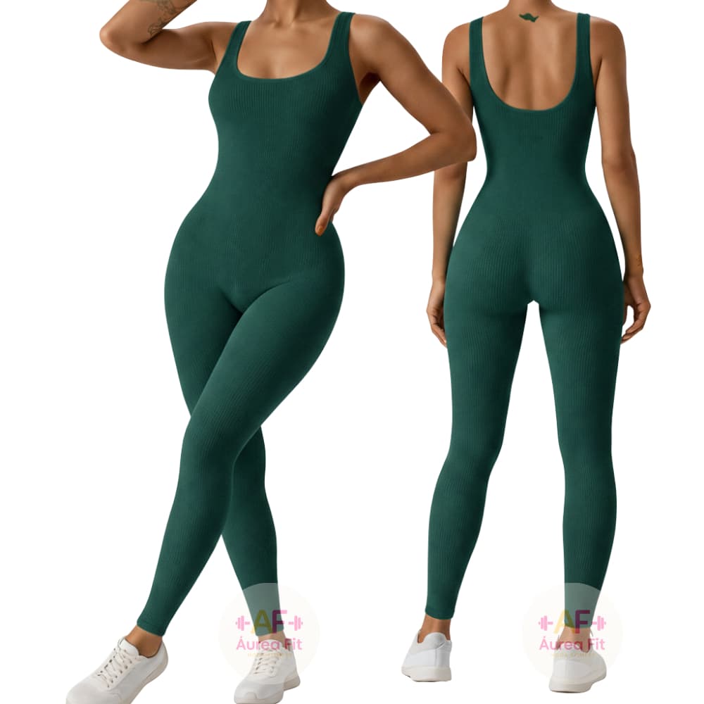 Macacão Longo Feminino Fitness Canelado Premium Academia Com Bojo Zero Transparencia
